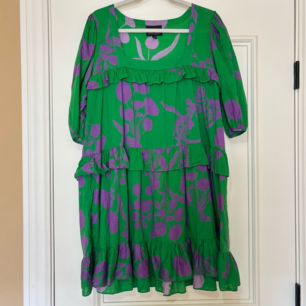 Cynthia Rowley Green and Purple Floral Mini Dress